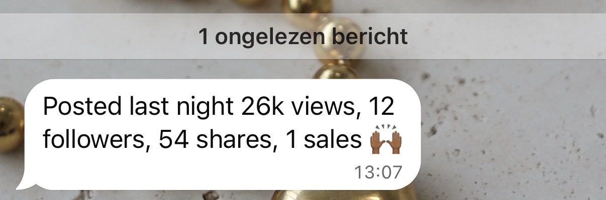 WhatsApp message from a client about their Trial Reel results 1