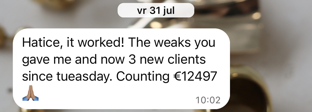 WhatsApp message from a client about their Trial Reel results 2