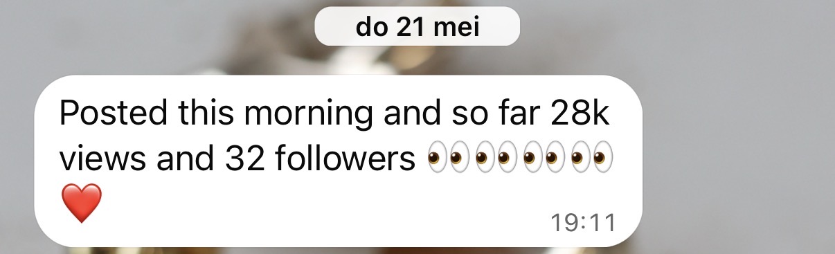 WhatsApp message from a client about their Trial Reel results 6
