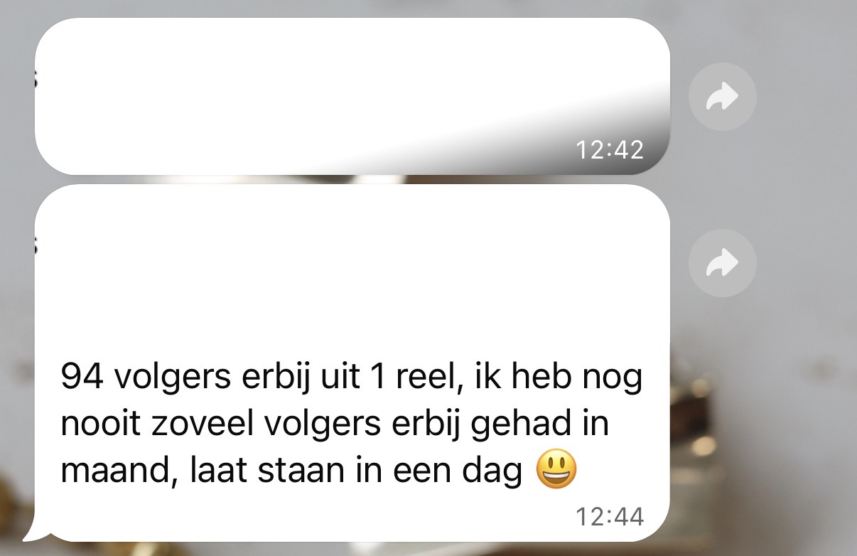 WhatsApp message from a client about their Trial Reel results 4